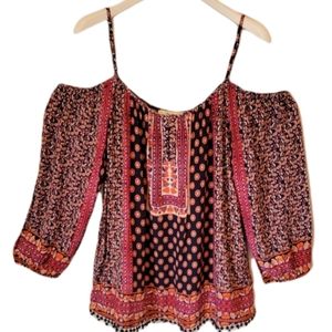 Ella Moon Cold Shoulder Boho Blouse Size XL